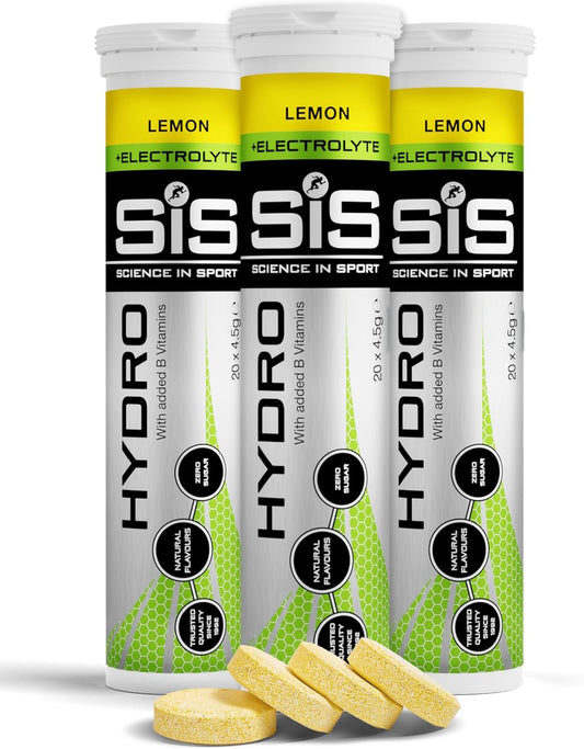 Science In Sport Hydro Electrolyte Tablets - Sugar Free Hydration Tablets, Essential Electrolytes to Reduce Fatigue & Aid Rehydration, Gluten Free, Lemon Flavour, 60 Servings, 3 Pack