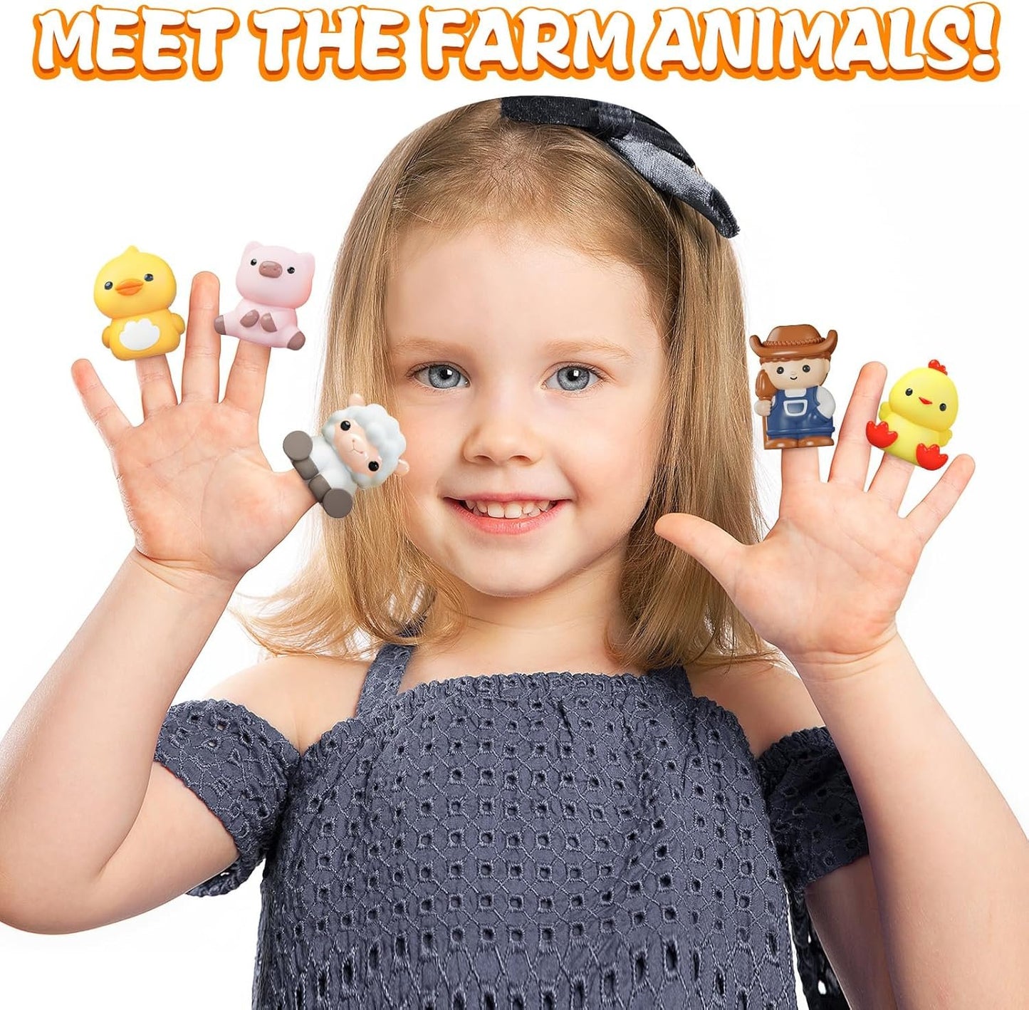 Learning Toy for Toddlers 1 2 3+ Years Old, 20 PCS Farm Animal Barn Toy & Finger Puppets, Montessori Educational Toy for Kids, Kids Toy with 10 Animals & 10 Barns for Babies Boys Girls