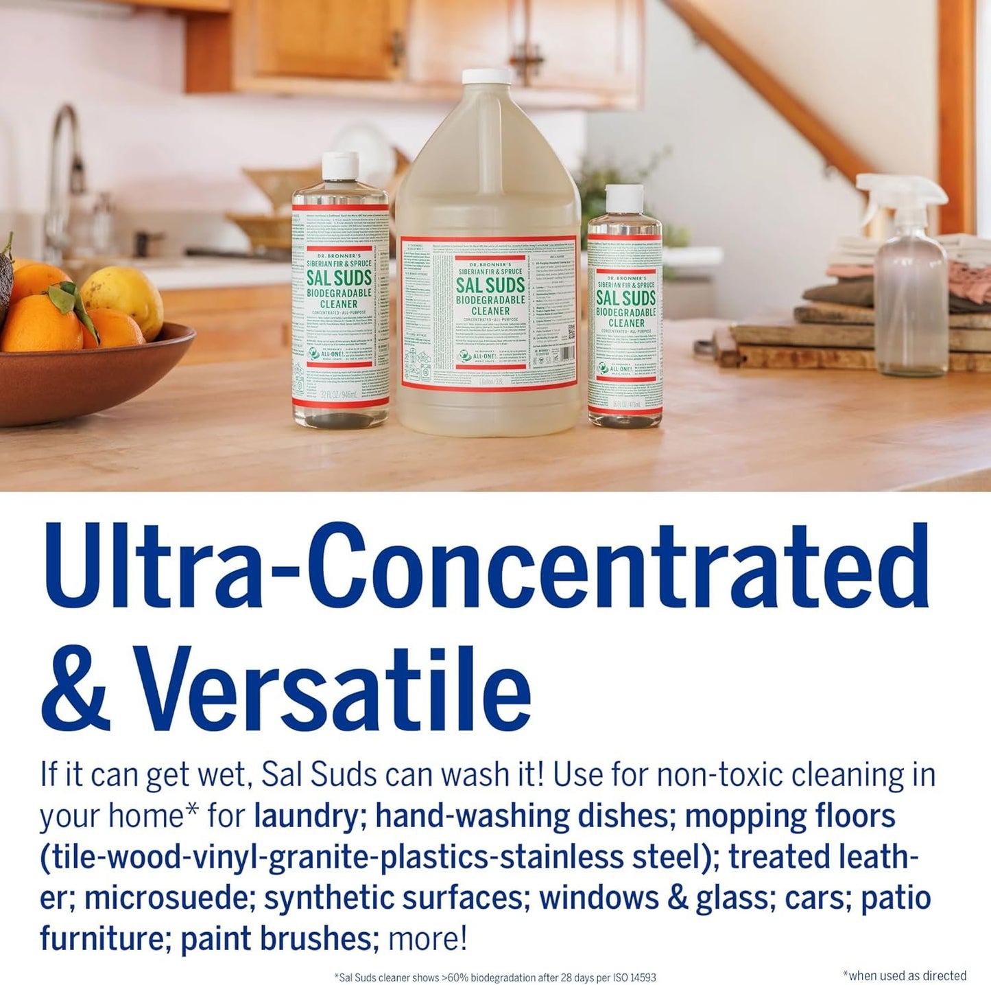 Dr. Bronner's - Sal Suds Biodegradable Cleaner (946 mL) - Concentrated All-Purpose Cleaner for Floors, Laundry, and Dishes, Cuts Grease and Dirt, Powerful Formula
