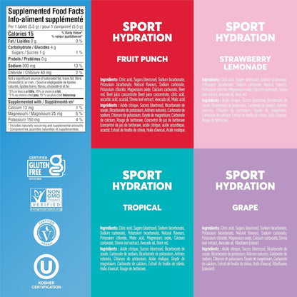 Nuun Sport: Electrolyte Drink Tablets, Box of 4 Tubes (40 servings), Juice Box Flavour Mix, Electrolyte Hydration Supplement
