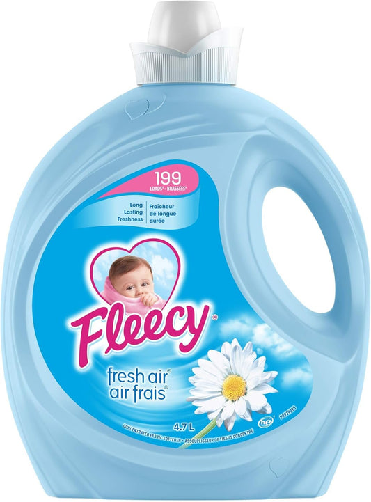 Fleecy Liquid Fabric Softener, Fresh Mountain Air Scent Fabric Softener, 199 Loads, 4.7L - Soft as Mother's Touch, Increases Silkiness, Fluffiness and Comfort Laundry Softener