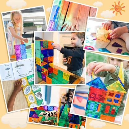 Magnetic Tiles Blocks Toddler Toys Sensory Preschool Building Learning Toys Girls Boys Toys Outdoor Outside Sensory Toddlers 3-4 Magnet Toys 3 4 5 6 7 8 Year Old Boys Girls