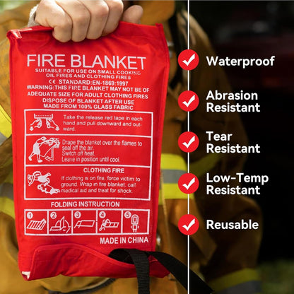 YESDEX Emergency Fire Blanket for Home & Kitchen – 1.2M x 1.2M Fiberglass Fire Suppression Blanket, Fireproof Flame Retardant Safety Blankets for Camping, Grill, School, Car, Office, Warehouse, 2 pack