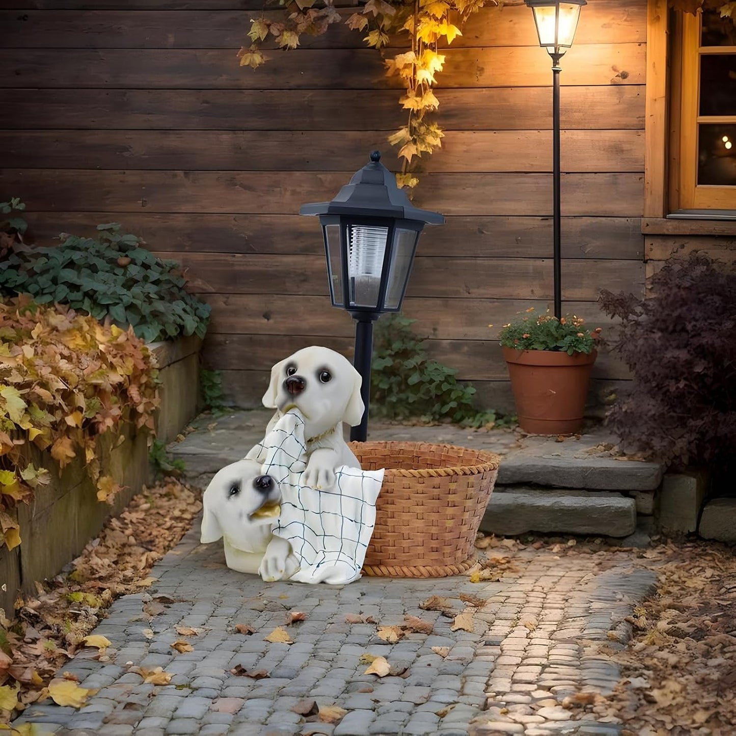 Solar-Powered Resin Animal Figurine – Weatherproof Garden Ornament with Integrated Lighting, Hand-Painted Decorative Statue | Enchanting Outdoor Sculpture for Patio, Lawn, Porch, Christmas Display
