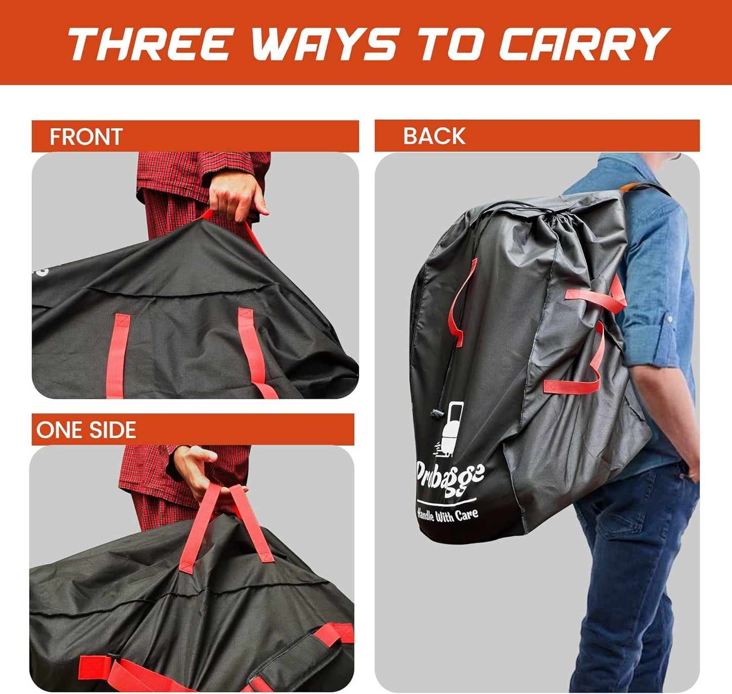 Car Seat Travel Bag for Airplane - Foldable Gate Check Car Seat Bag for Air Travel - Durable Infant Bag Cover with Adjustable Straps - Convertible Car Seat Backpack, Infant Carrier and Booster Seat