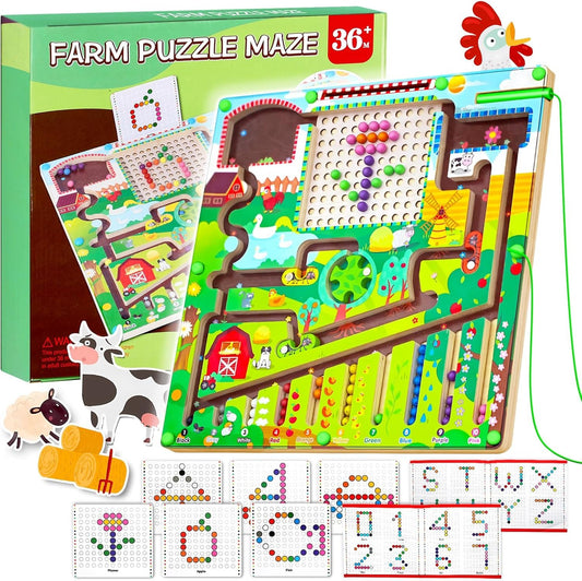 Magnetic Color and Number Maze, Color and Number Puzzles Toys Puzzles for Kids Learning Toys, Montessori Toys Preschool Learning Activities, Magnetic Beads for Kids