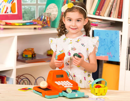 Battat Cash Register Toy Playset – Pretend Play Kids Calculator Cash Register with Accessories for 3+ (26-Pieces) (BT2666Z)