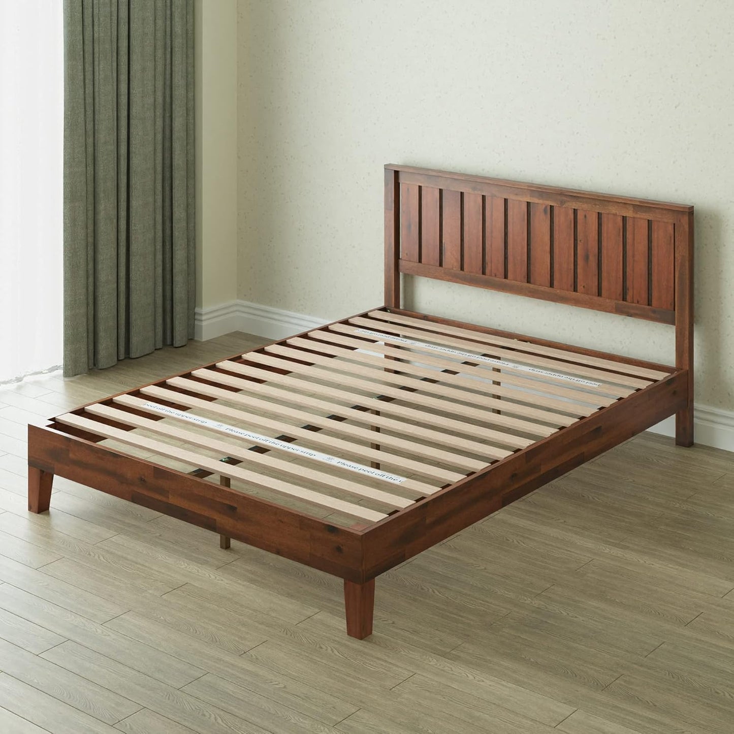 Zinus Deluxe Queen Bed Frame Solid Wood Platform Bed with Solid Timber Headboard Mattress Foundation - Antique Espresso, Superior Long-Lasting Heavy Solid Wood