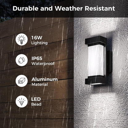 XMCOSY+ Outdoor Wall Lights, 2100LM Smart LED Porch Lights Outdoor, RGBCW Exterior Lighting Sconce, Wi-Fi Control, Compatible with Alexa, IP65 Waterproof, 2 Pack
