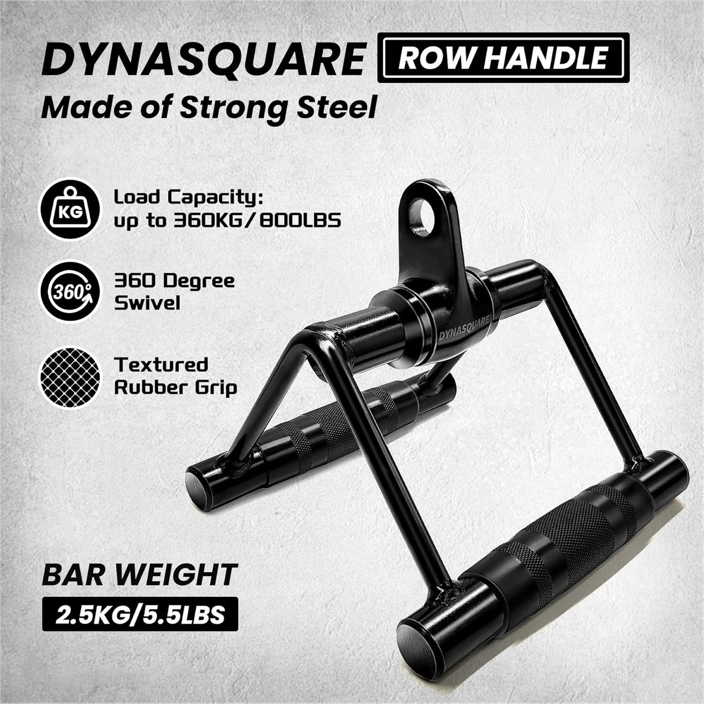 DYNASQUARE Cable Attachments for Home Gym, LAT Pulldown Attachment, Weight Machine Accessories, Straight Pull Down Equipment, V-Shaped Press Down Bar, Tricep Rope, Exercise & Double D Handle