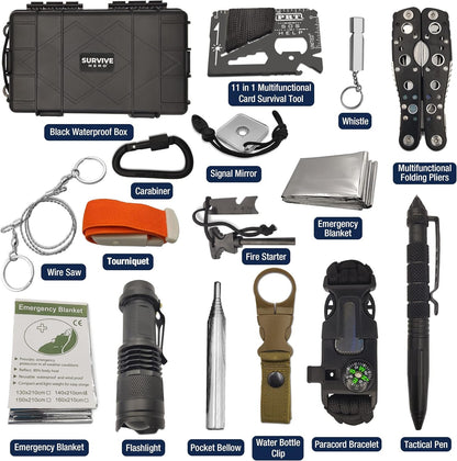 Survive Hero Survival Kit Military, for Teen Boys Gift Ideas, Stocking Stuffers for Teenage Boy, Mens Gift Set, EDC Tactical Gear Camping Gadgets for Men, Hiking, Hunting Accessories