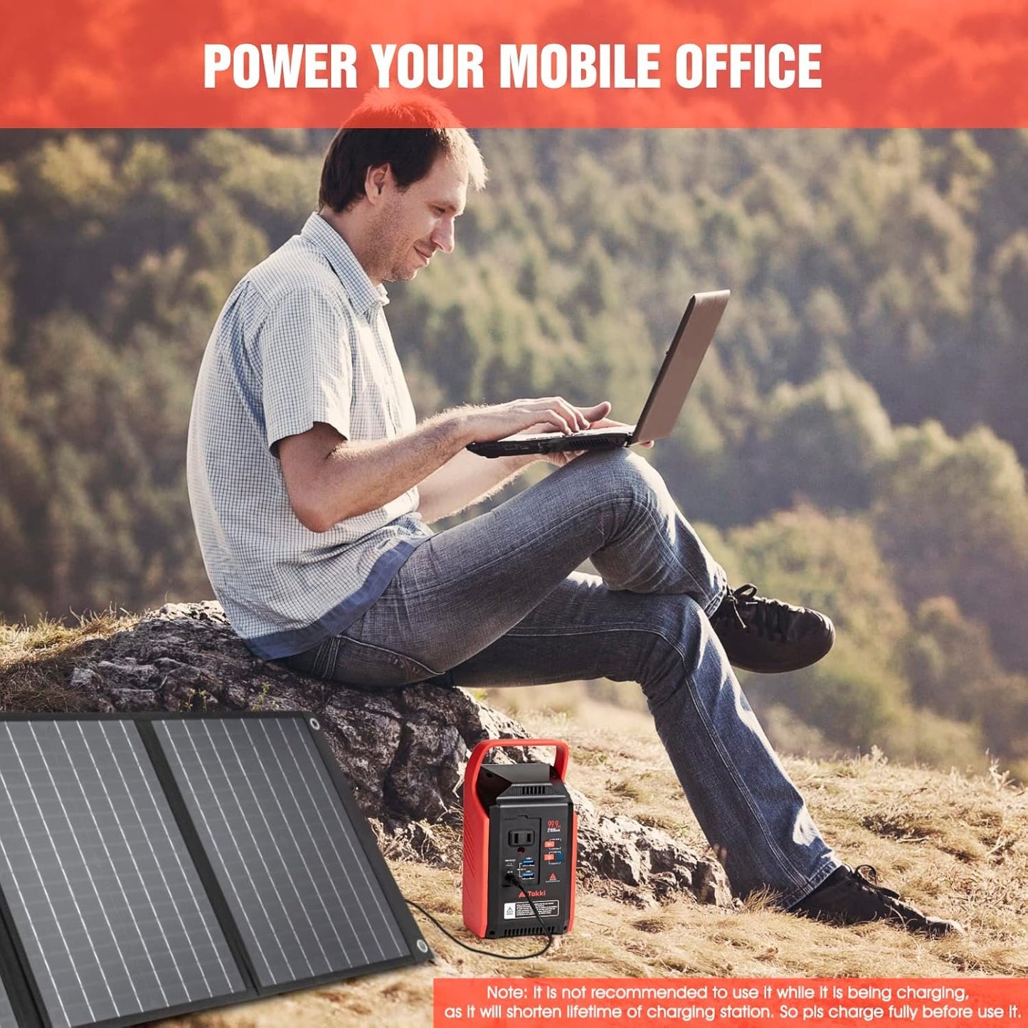 Takki Power Bank 99Wh with Camping Gear Lights 110V AC Outlet Battery Backup for Camping Home Laptop Road Trip Emergency Hurricane Supplies