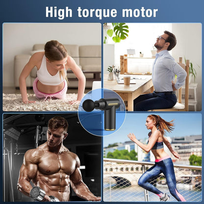 GerOr Massage Gun, Deep Tissue Massager Electric Handheld Massagers with 4 Massage Heads and 6 Adjustable Speeds Hand Massager with LCD Display Touchscreen Rechargeable for Muscle Pain Relief Recovery