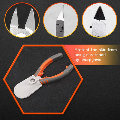 SPEEDWOX Side Cutter 5-Inch, Diagonal Cutting Pliers, Wire Cutting Nippers with Safety Lock and Protective Holster, Mini Precision Flush Cutters Tapered Head Wire Clippers for Narrow Areas