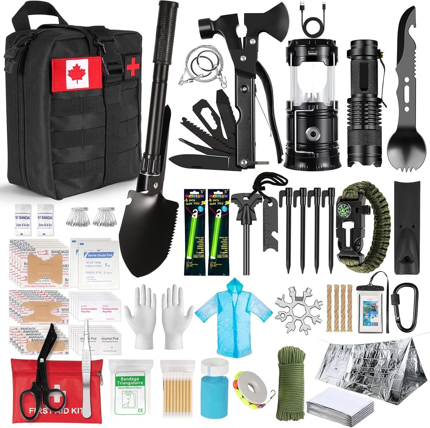 13-in-1 Survival Kits, Gifts for Men Dad Husband Him - Survival Gear and Equipment, Stocking Stuffers for Men Christmas Birthday Gifts, Cool Gadgets Gift for Outdoor, Gardening, Camping