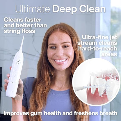 AquaSonic Icon Water Flosser for Teeth – Cordless Rechargeable Oral Irrigator – Waterproof, Portable Dental Cleaning with Jet Tip – Braces Home Travel - Pearl