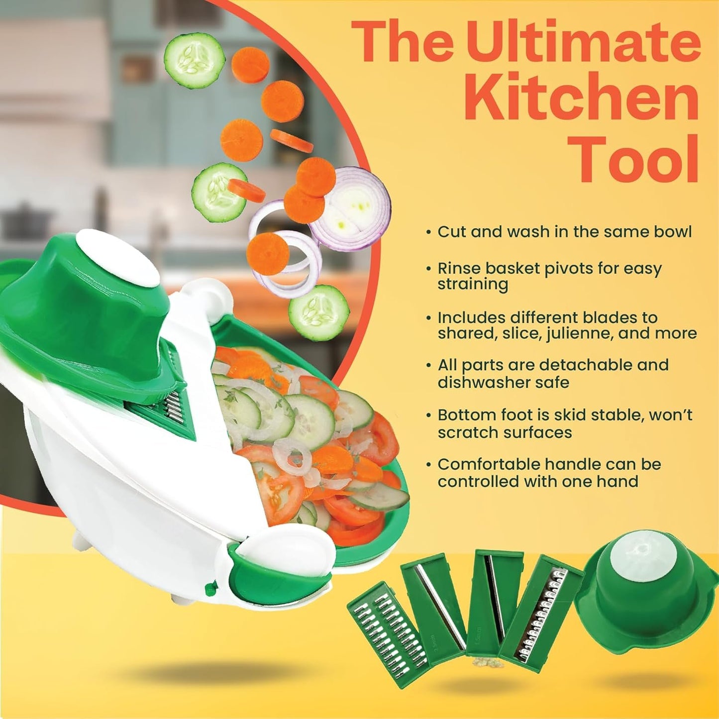 Ronnie Neville Ultimate Irish Prep Bowl, Vegetable Slicer Salad Maker Kitchen Tools to Shred/Slice/Rinse, All-in-One Kitchen Tool Salad Cutter Bowl, As Seen on TV Products