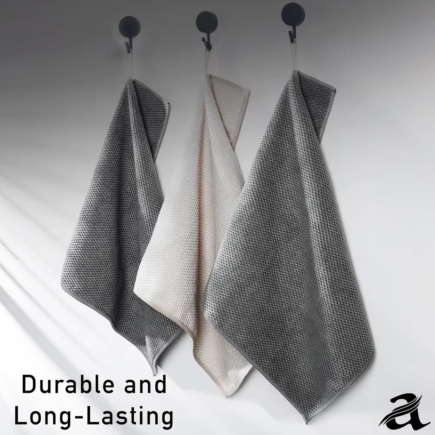 ALMERIA Home+ Ultra Absorbent Waffle Weave Dish Towels - Quick Drying Kitchen Cleaning Cloths, Grey, 30x30 cm, 6-Pack - Premium Soft & Eco-Friendly Dishcloths