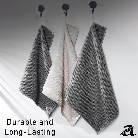 ALMERIA Home+ Ultra Absorbent Waffle Weave Dish Towels - Quick Drying Kitchen Cleaning Cloths, Grey, 30x30 cm, 6-Pack - Premium Soft & Eco-Friendly Dishcloths