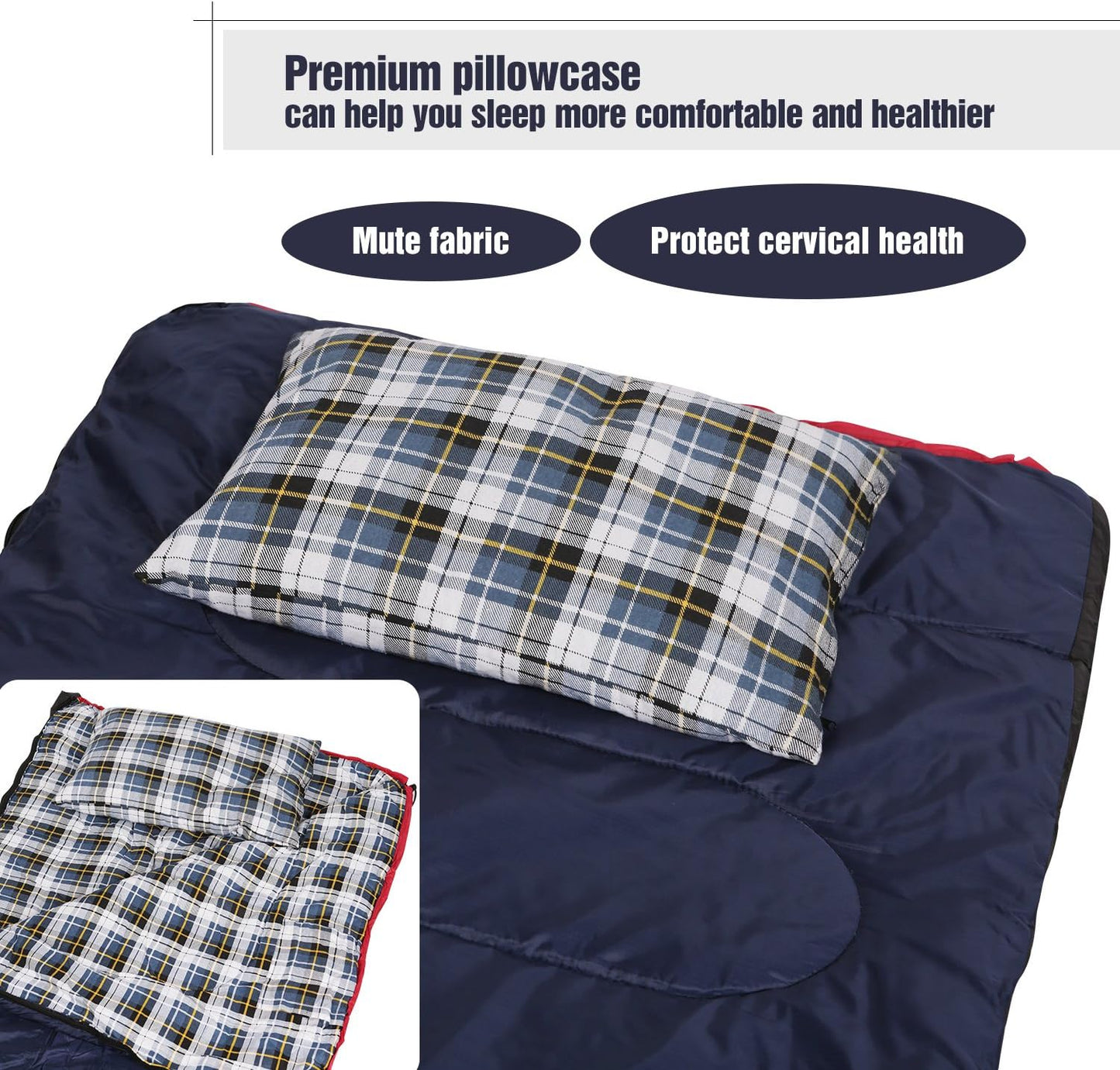 REDCAMP Outdoor Camping Pillow Lightweight, Flannel Travel Pillow Cases, Removable Pillow Cover
