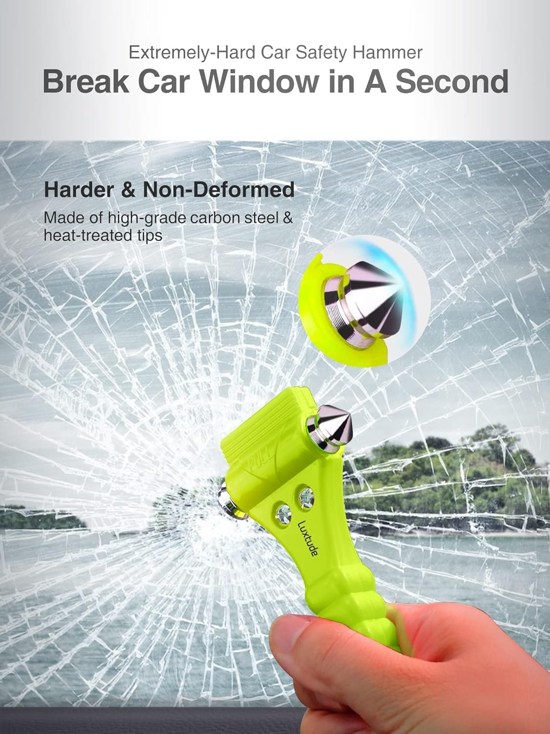Luxtude Car Window Breaker and Seatbelt Cutter, Car Emergency Escape Tool with Glass Breaker Seat Belt Cutter, 2-in-1 Car Safety Hammer, Premium Carbon Steel Automotive Life Rescue Tools Kit, 2 Packs.