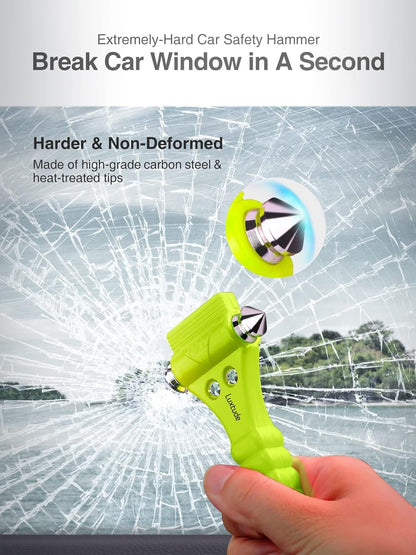 Luxtude Car Window Breaker and Seatbelt Cutter, Car Emergency Escape Tool with Glass Breaker Seat Belt Cutter, 2-in-1 Car Safety Hammer, Premium Carbon Steel Automotive Life Rescue Tools Kit, 2 Packs.