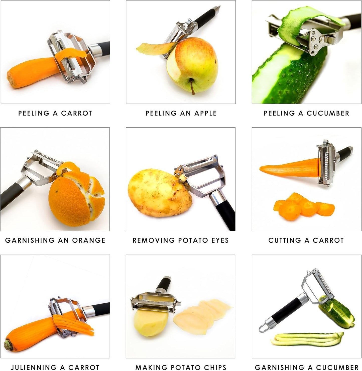Deiss PRO Swivel Vegetable Peeler - Sharp Stainless Steel Peeler with Easy Non-Slip Hand Grip, Potato Peelers for Kitchen, Fruit, Carrot, Apple, Veggie, Kiwi, Durable, Dishwasher Safe (Silver Wide)
