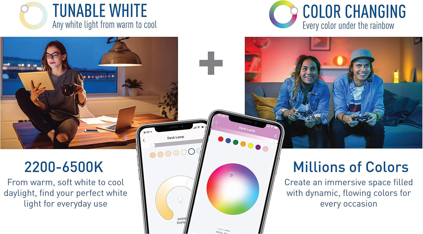 Cree Lighting Connected Max Par38 Smart LED Faretto LED da esterno regolabile, bianco + cambiamento di colore, 2,4 GHz, compatibile con Alexa e Google Home, senza bisogno di concentratore, Bluetooth +