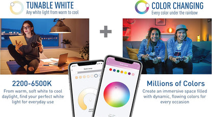 Cree Lighting Connected Max Par38 Smart LED Faretto LED da esterno regolabile, bianco + cambiamento di colore, 2,4 GHz, compatibile con Alexa e Google Home, senza bisogno di concentratore, Bluetooth +