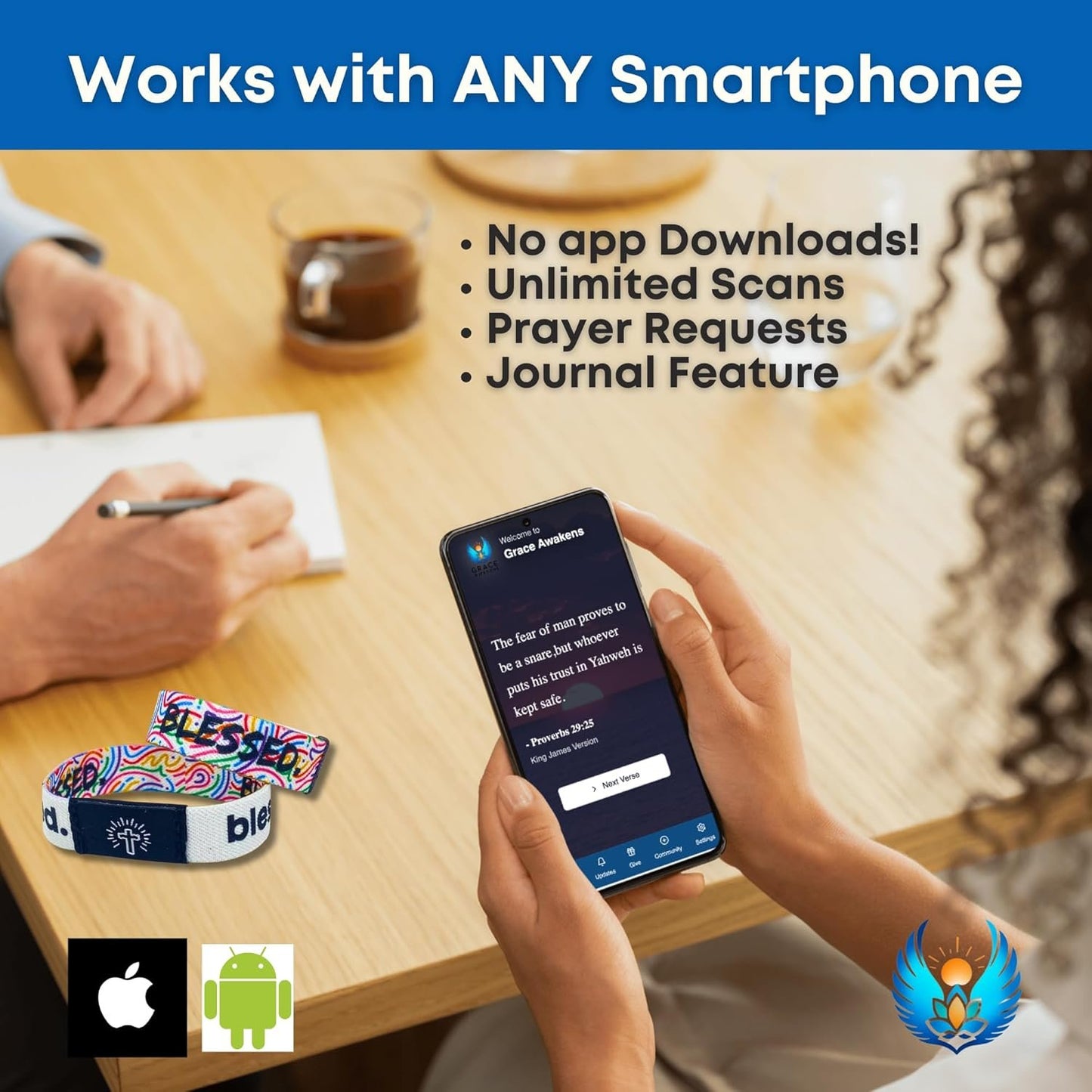 Grace Awakens NFC Bible Verse Bracelets â€“ 3 pack Christian Faith Bands â€“ Tap for Daily Scripture, Devotionals & Prayer â€“ Spiritual Gifts for Men, Women, Teens â€“ No App Required