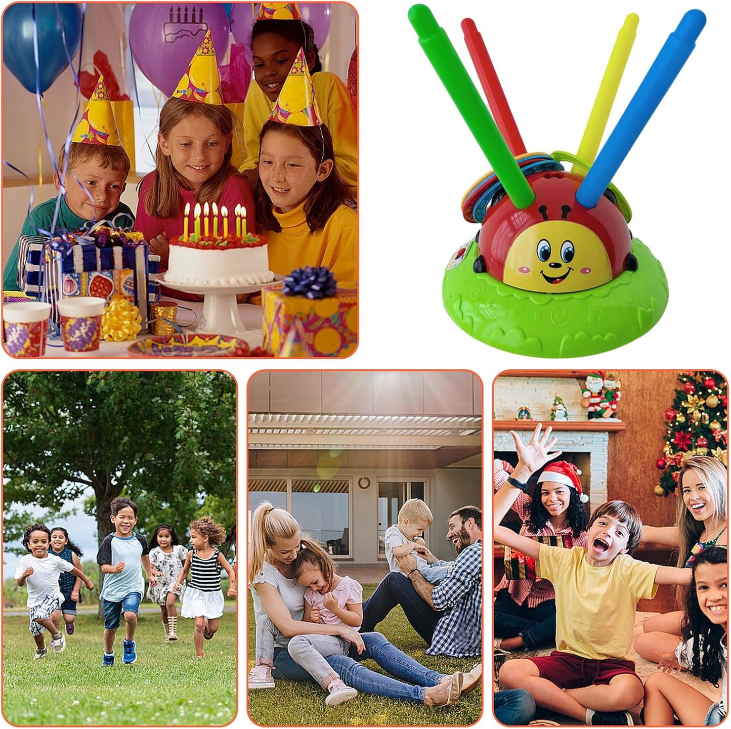 Ladybug Jump and Toss Toy, Musical Kids Game, Toddler Fun Equipment, Indoor Outdoor Play, Summer for Boys and Girls, 2-in-1 Jump and Feature, Sturdy and Interactive, Parties