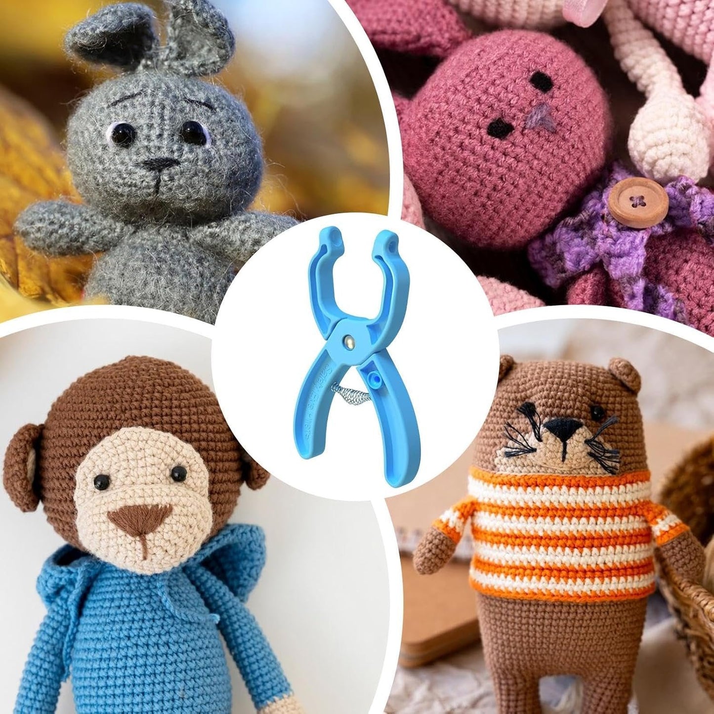 Crochet Eye Tool, Crochet Doll Supplies, Safety Eye Tool Pliers for Attaching Safety Eyes, Doll Making Pliers with Washers, for Sewing Projects, Fits 5-30mm Stuffed Animal Eyes
