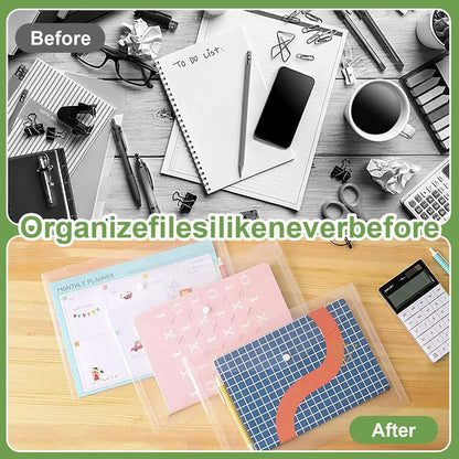 Plastic File Folder, A4 Size Plastic File Folder, 12 Pcs Clear Document Folders, Filing Envelopes for School, Home, Work, Office Organization