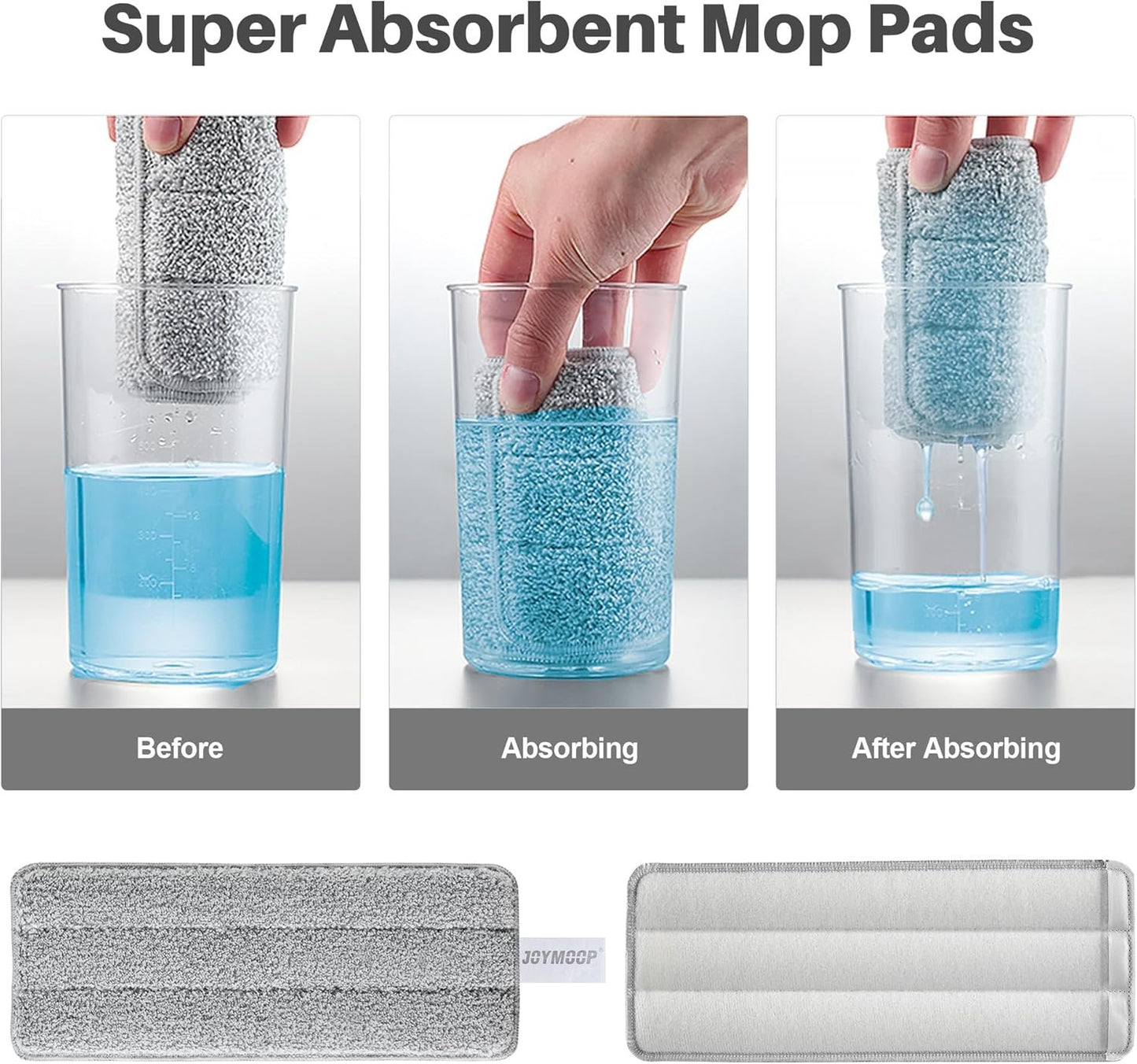 JOYMOOP Mop and Bucket with Wringer Set, Hands Free Flat Floor Mop and Bucket, with 3 Washable Microfiber Mops, Wet and Dry Use, Floor Cleaning System