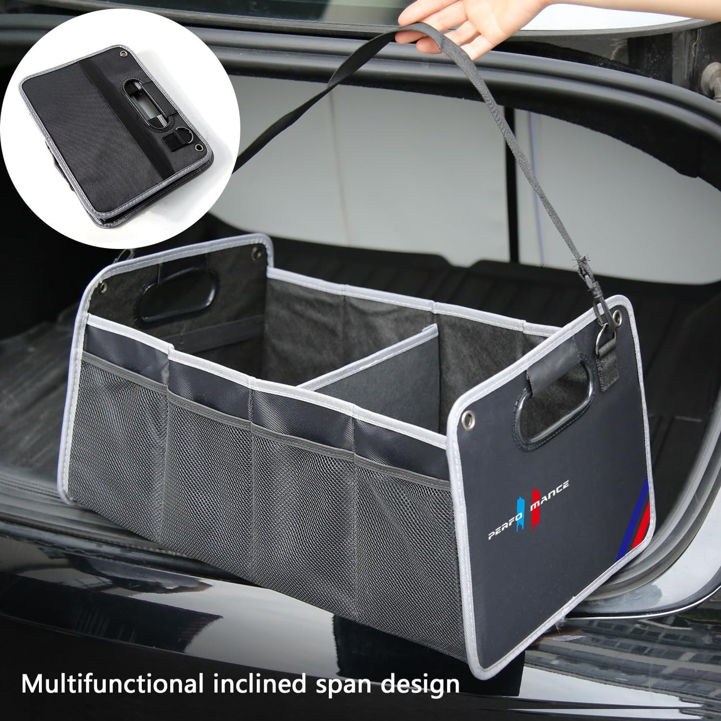 TOPABYTE Car Trunk Organizer, Rear Trunk Organizer Storage Collapsible Container, Tool Grocery bag organizer, Trunk Storage Organizer For X1 X3 X5 X6 X7 E30 3-Series 5-Seriers