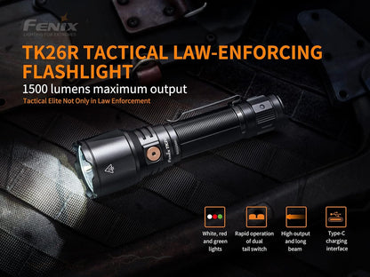 Fenix TK26R 1500 Lumen Multi Color Rechargeable Tactical Flashlight ** Canadian Edition