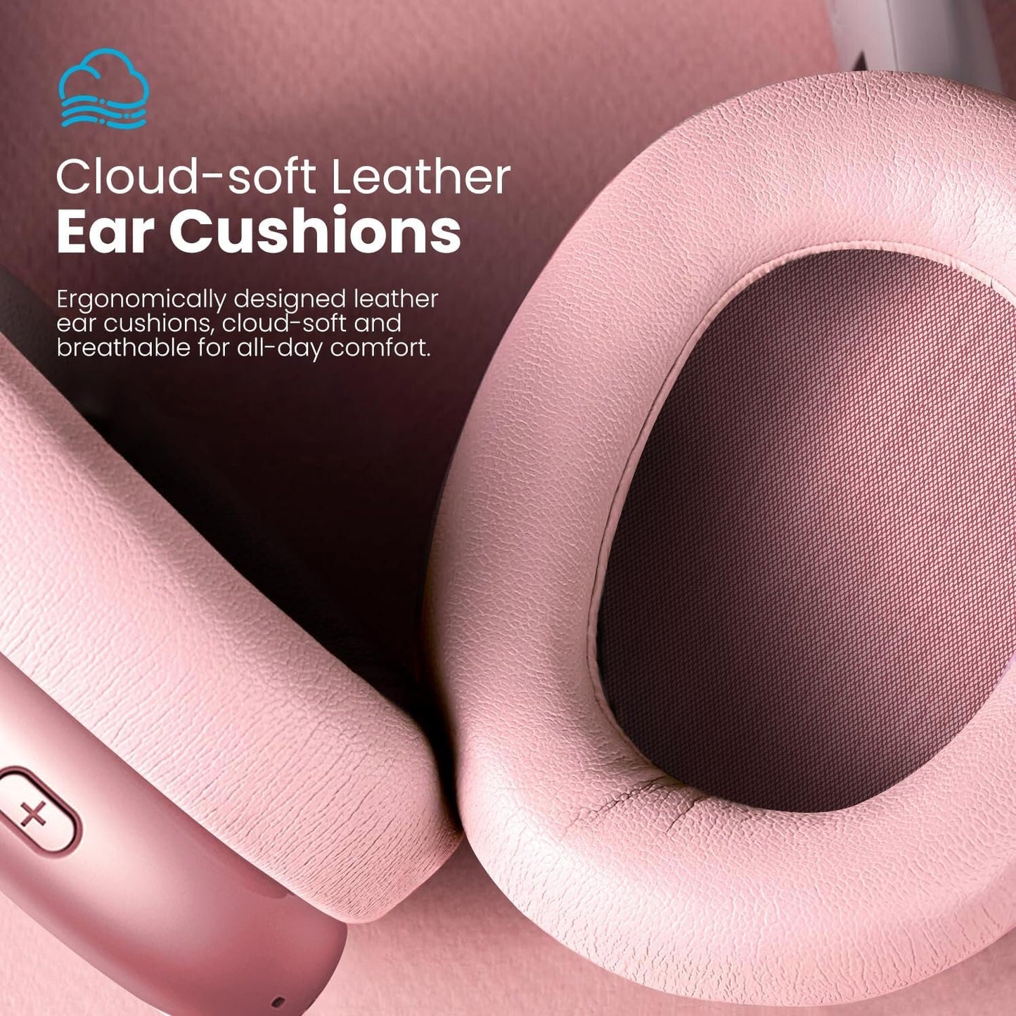 Wentronic Y01 Wireless Over Ear Headphones, Noise Canceling Bluetooth 5.3 Headphones with Microphones,Hi-Res Audio,48H Playtime,Foldable,Breathable Soft Earpads for iOS/Android/Samsung/PC-Pink