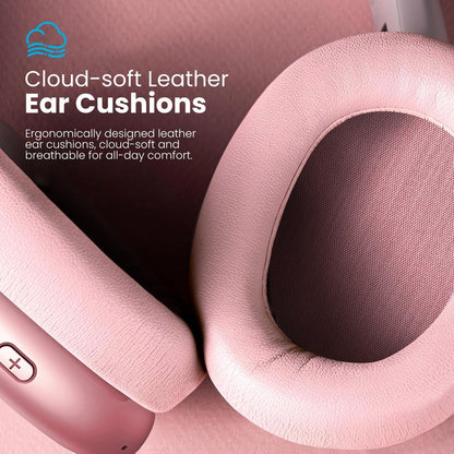 Wentronic Y01 Wireless Over Ear Headphones, Noise Canceling Bluetooth 5.3 Headphones with Microphones,Hi-Res Audio,48H Playtime,Foldable,Breathable Soft Earpads for iOS/Android/Samsung/PC-Pink