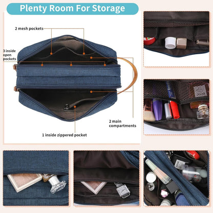 Toiletry Bag Oxford Cloth Toiletry Bag for Men and Women Portable Travel Shaving Dopp Kit Water-Resistant Cosmetic Bag Travel Organizer Storage for Accessories, Blue