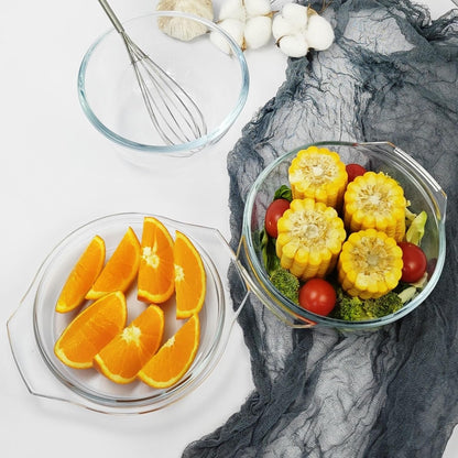 Glass Casserole Dish With Glass Lid, Covered Glass Microwavable Bowl Oven Safe, Easy Grab Glass Baking Dish for Oven (0.75 QT)