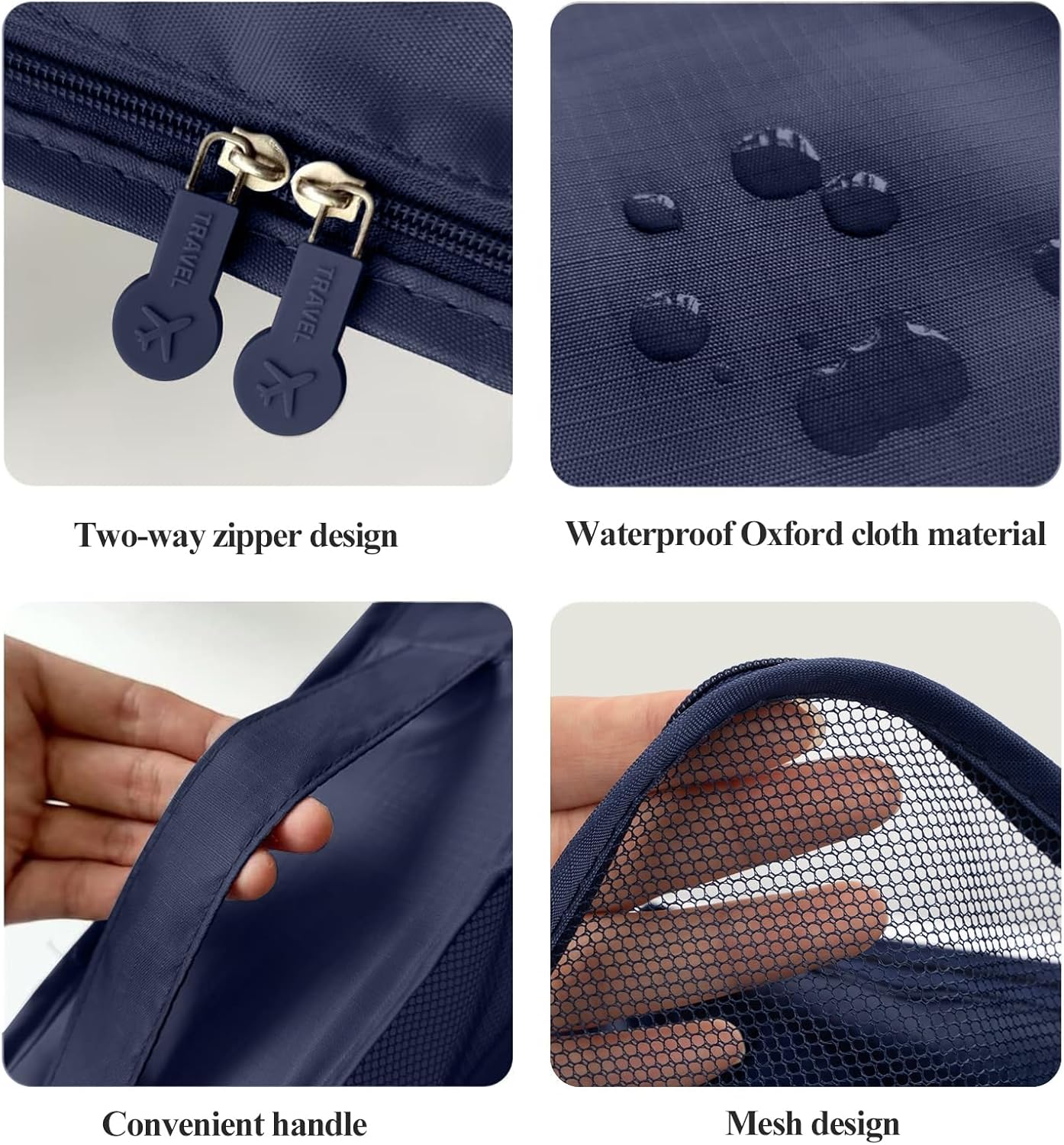 Wirvyuer 7-Piece Waterproof Packing Cube Set Travel Organizer 7 Pieces Cube Travel Organizer Multifunctional Travel Organizers Bags Travel Essentials for Suitcases Navy Blue