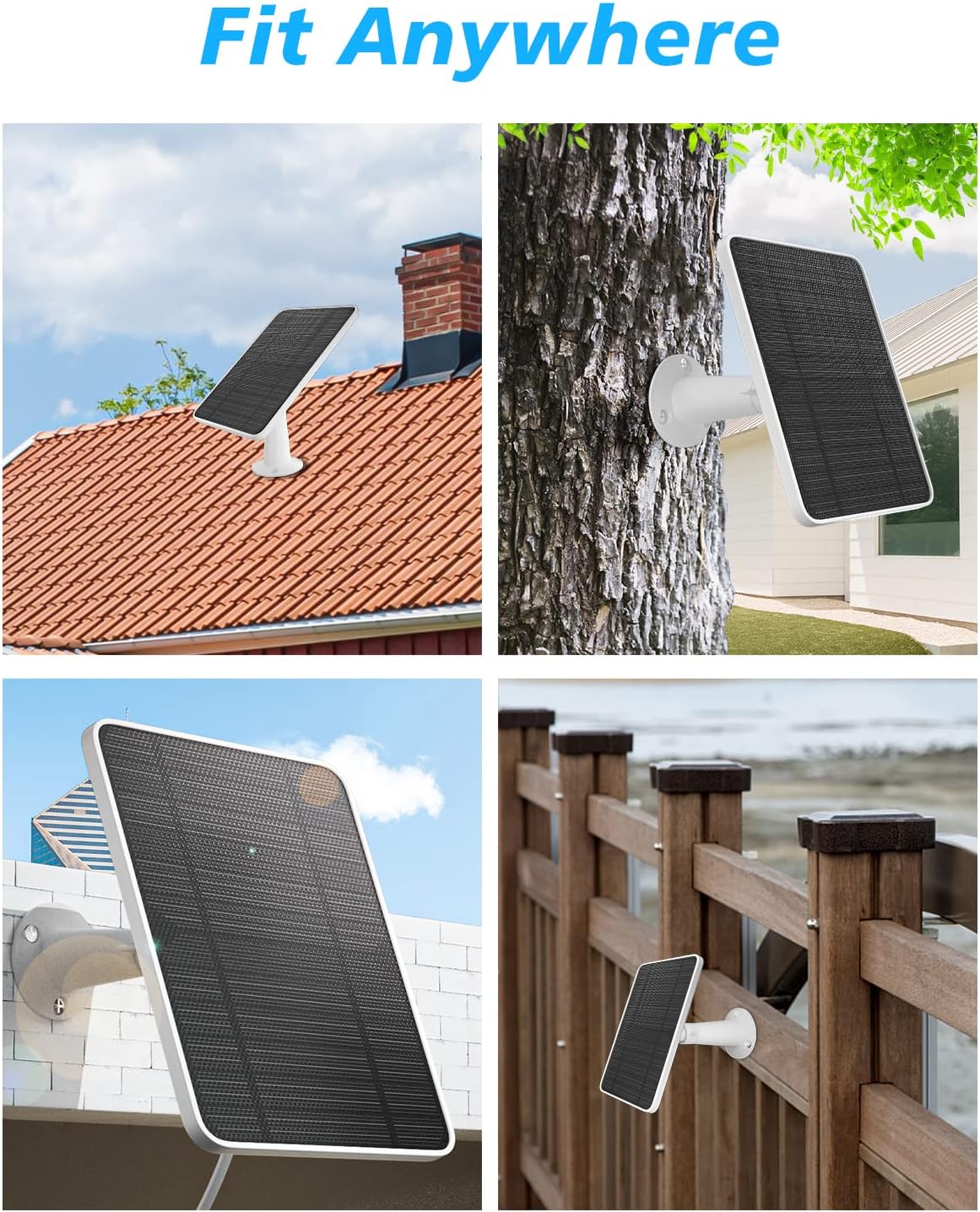 Solar Panel Charger Compatible with Arlo Ultra/Ultra 2/Pro 3/Pro 4/Pro 3 Floodlight Security Camera, 5V 4W Solar Panels Charging IP65 Weatherproof with 3M Charging Cable Adjustable Wall Mount (2 Pack)