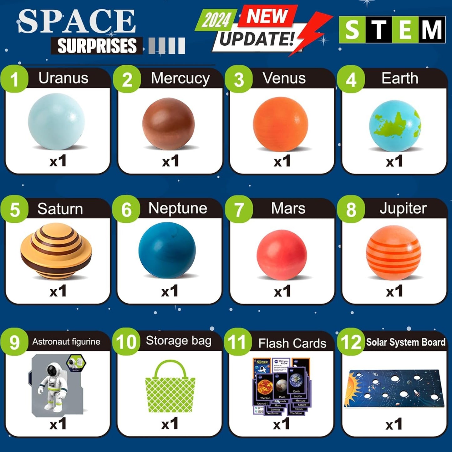 30 Pcs Wooden Solar System Model Board Toy Kit, Montessori Planet Balls Toys with Astronaut Figures, Preschool Learning Educational Puzzle, Space Knowledge Flash Cards Learning Toys for Kids