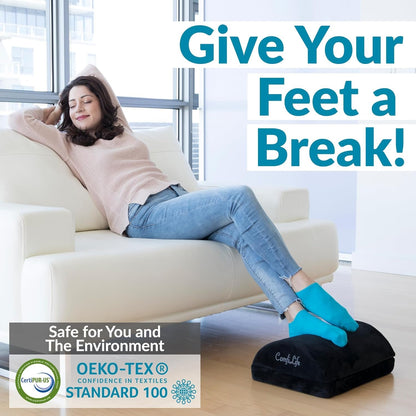 ComfiLife Foot Rest for Under Desk at Work – Adjustable Height Memory Foam Foot Stool for Under Desk, Office Chair & Gaming Chair – Ergonomic Footrest for Back & Hip Pain Relief (Black)