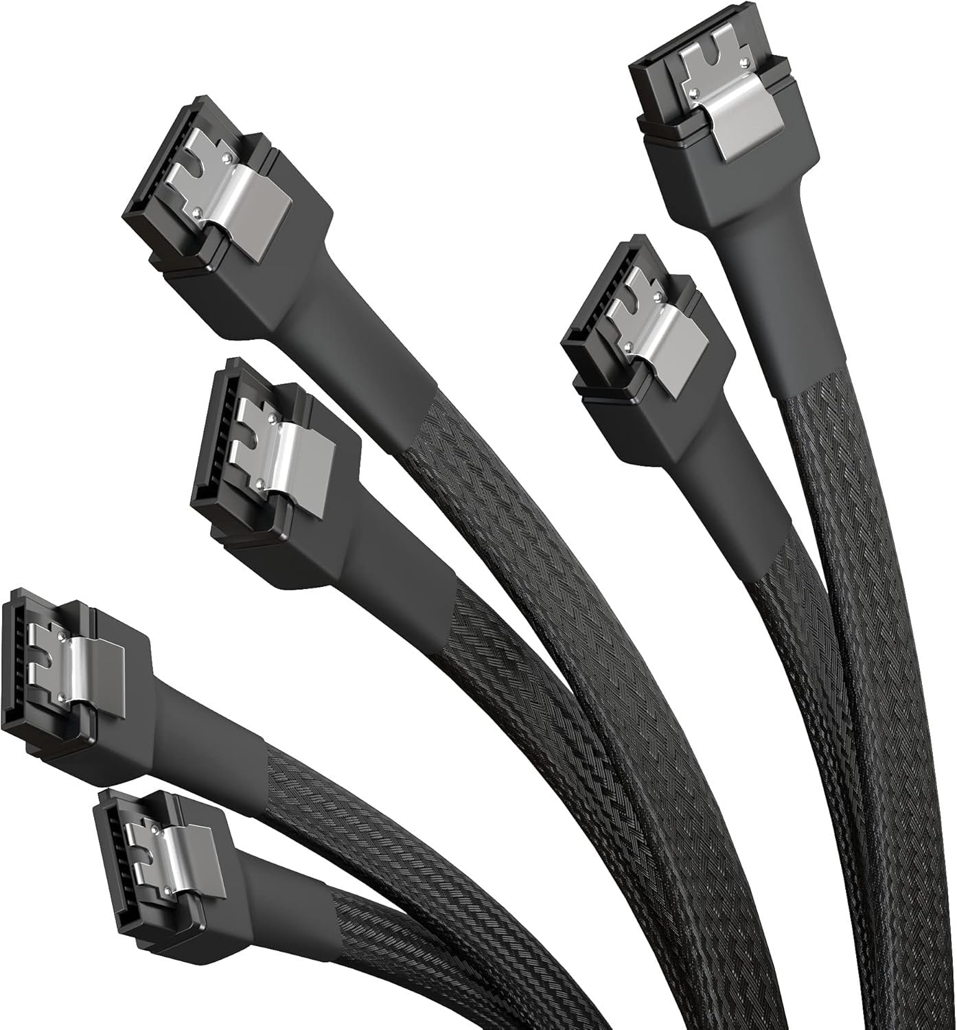 KabelDirekt â€“ 3x SATA 3 cables 6Gb/s â€“ 30cm, straight connector (data cable, 6Gbit/s, SATA III/Serial ATA, L connector, set of 3 cables, connects hard drives/SSDs/hard disks to the motherboard, black)
