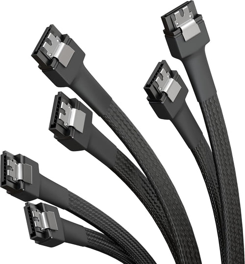 KabelDirekt â€“ 3x SATA 3 cables 6Gb/s â€“ 30cm, straight connector (data cable, 6Gbit/s, SATA III/Serial ATA, L connector, set of 3 cables, connects hard drives/SSDs/hard disks to the motherboard, black)