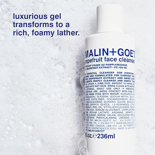 Malin + Goetz Grapefruit Face Cleanser, 8 Fl. Oz. - Men & Women Facial Cleanser for All Skin Types, Face Wash & Toner, Cleansing Facial Wash, Vegan & Cruelty Free