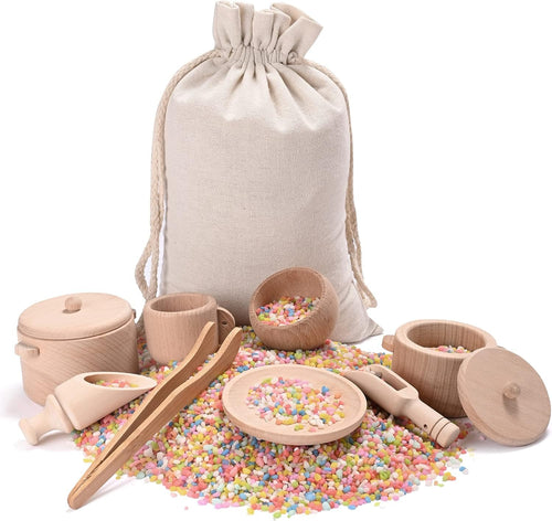MONT PLEASANT Sensory Bin Toys for Toddlers Montessori Toys, Waldorf Toys, Pretend Play Dish and Tongs- Fine Motor Learning Toys for Sensory Table Activities