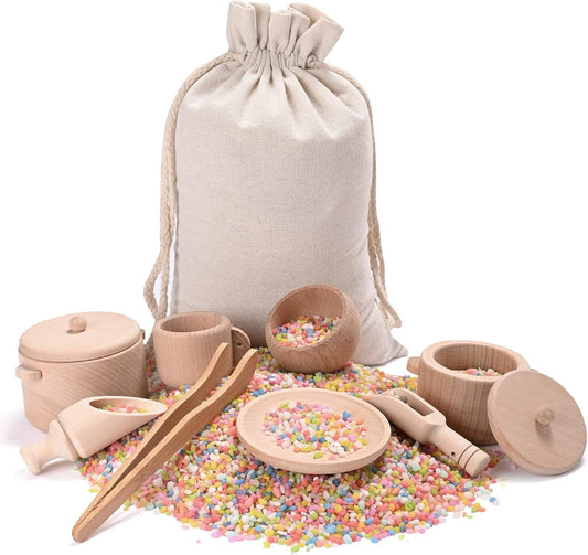 MONT PLEASANT Sensory Bin Toys for Toddlers Montessori Toys, Waldorf Toys, Pretend Play Dish and Tongs- Fine Motor Learning Toys for Sensory Table Activities