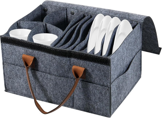 Glassware Storage Container for Dinnerware, China, Cups and Mugs - Home Organization Box for Plates and Bowls